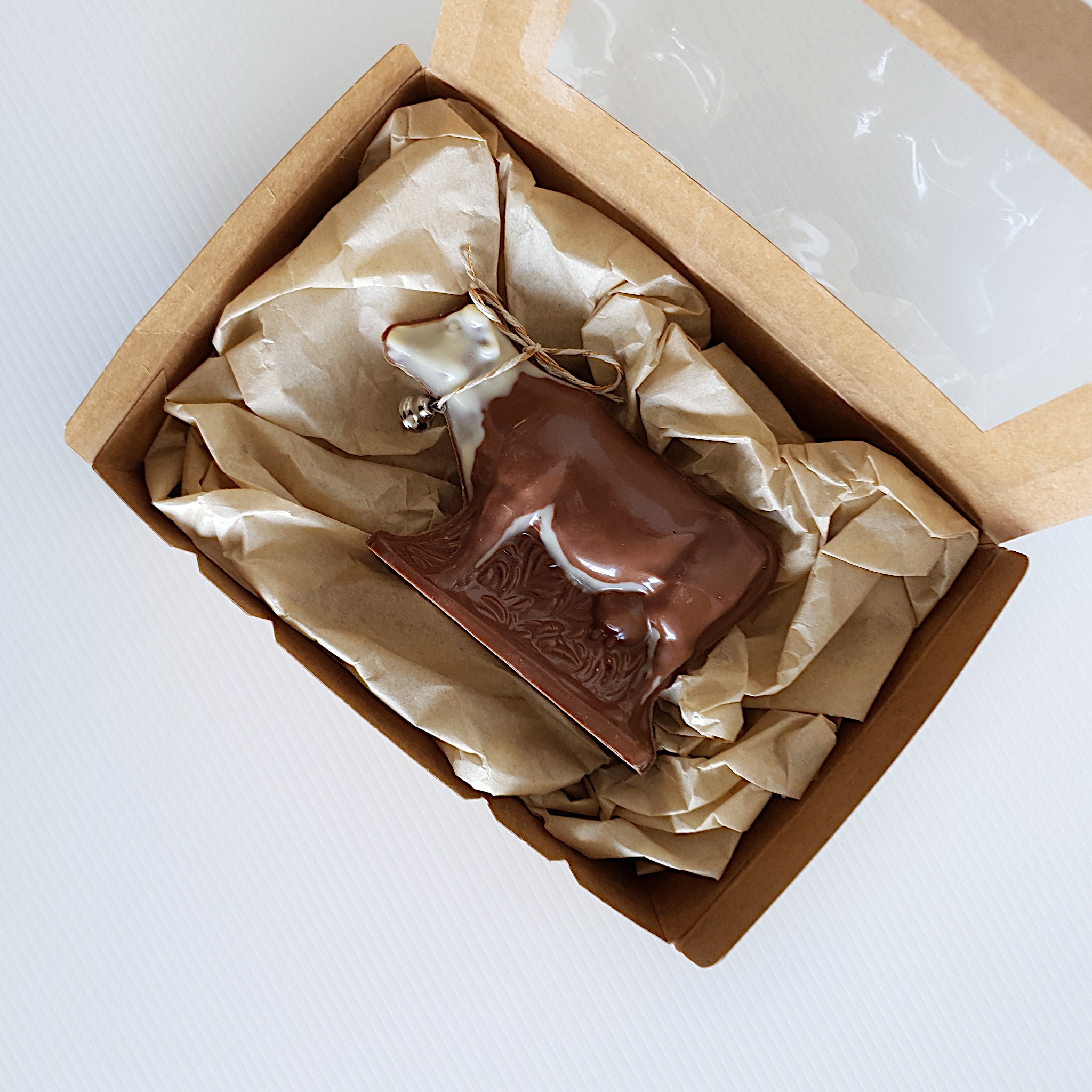 Handmade Belgian chocolate cow made in Milton NSW at Woodstock Chocolate Co. 