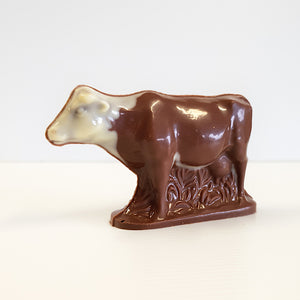 Milton cow - Belgian chocolate cattle (Hereford breed) made using Callebaut Belgian couverture chocolate. Handmade in Milton on the south coast of New South Wales at Woodstock chocolate co. The perfect gift for animal lovers!